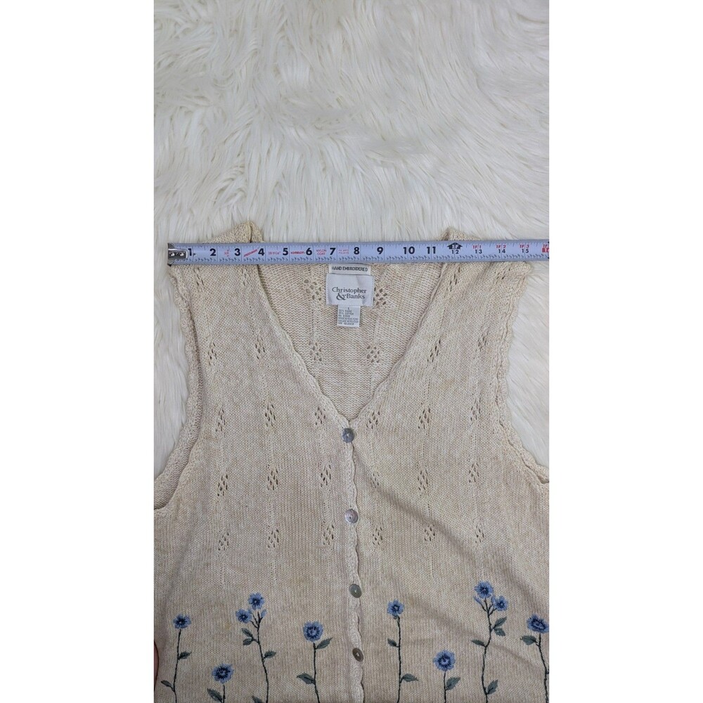 Christopher & Banks Women Size Large Sweater Vest Embroidered Floral GrandmaCore - Picture 8 of 11